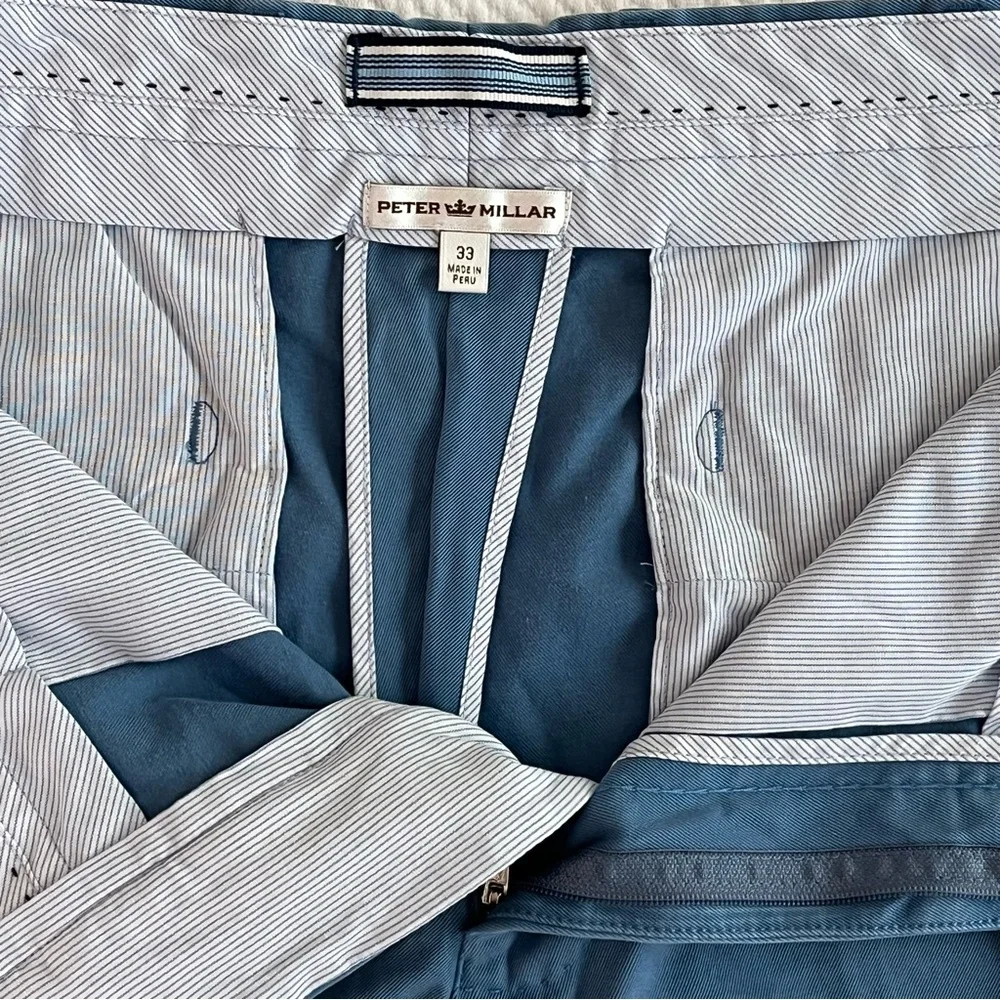 Peter Millar Crown Blue Flat Front Chino Shorts Size 33
